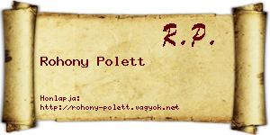 Rohony Polett névjegykártya